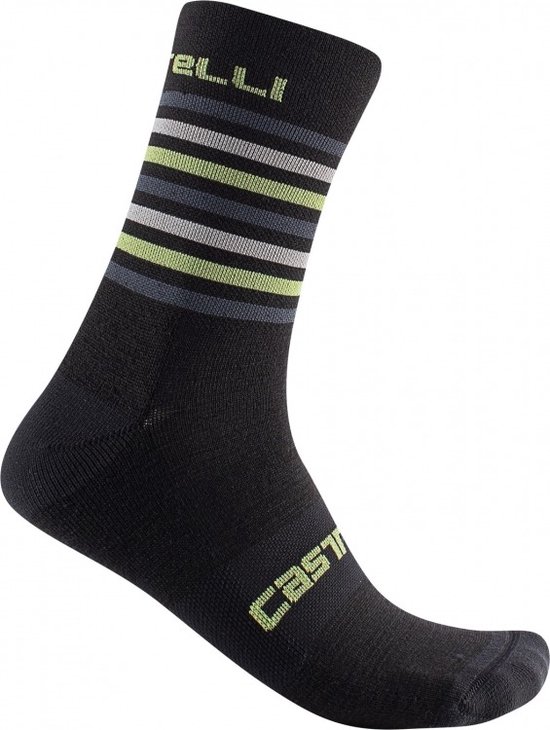 Castelli fietssokken winter heren zwart grijs - GREGGE 15 SOCK BLACK DARK GRAY