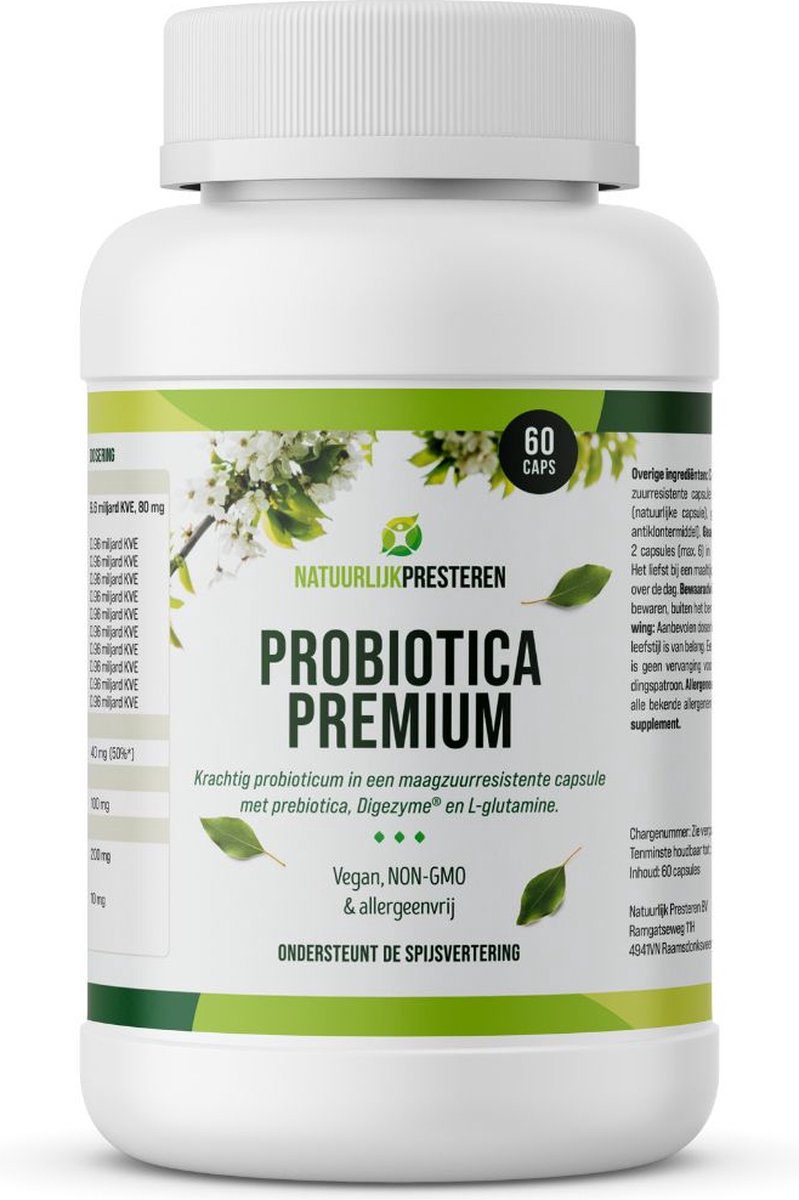 Goedkoopste Probiotica Premium - 25 Miljard KVe - 10 Bacteriestammen - met Prebiotica en Glutamine - 60 caps