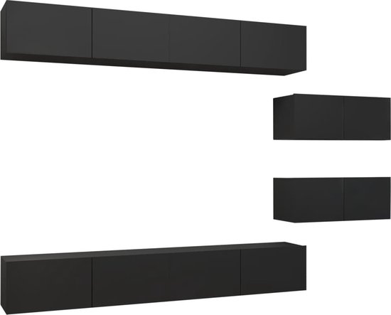 vidaXL - 6-delige - Tv-meubelset - spaanplaat - zwart