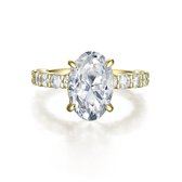 Majestica - 18k Geelgouden Ovaal Moissanite Ring met Zijstenen - 7.2 karaat