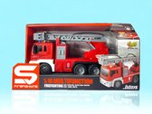 Brandweerwagen met lichtjes en geluid + autoladder - City service brandweerauto (25cm)