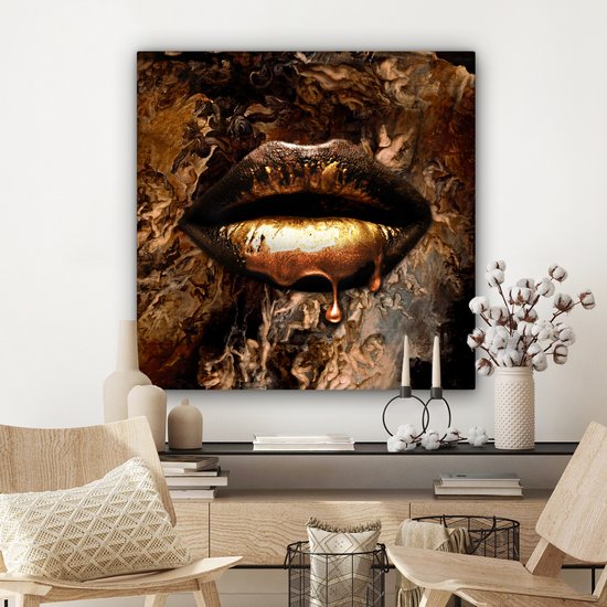 PURE LIVING Schilderij canvas Grey black black gold 100x50 cm kopen