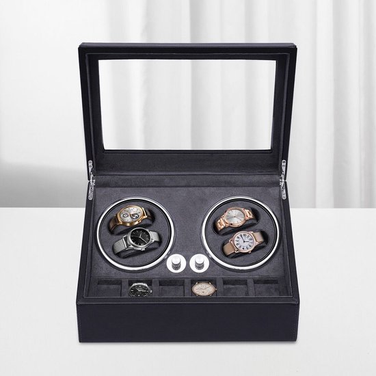 Remontoir De Luxe 4+6 - Pour 10 Montres - Avec Siècle des Lumières LED - Remontoir - Watch Box - Zwart