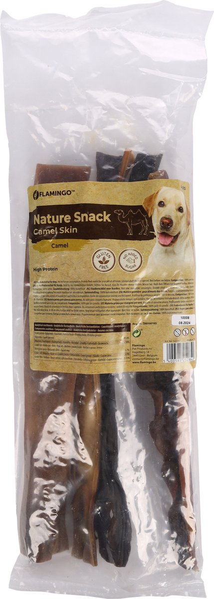 Hondensnack – Nature kamelenhuid – glutenvrije hondensnack – natuurlijke kauwsnack – zonder toegevoegde suikers – 40cm – 400g – Gemaakt in Europa