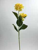 Zijden kunstbloem Dahlia | Geel | Lengte 65 centimeter