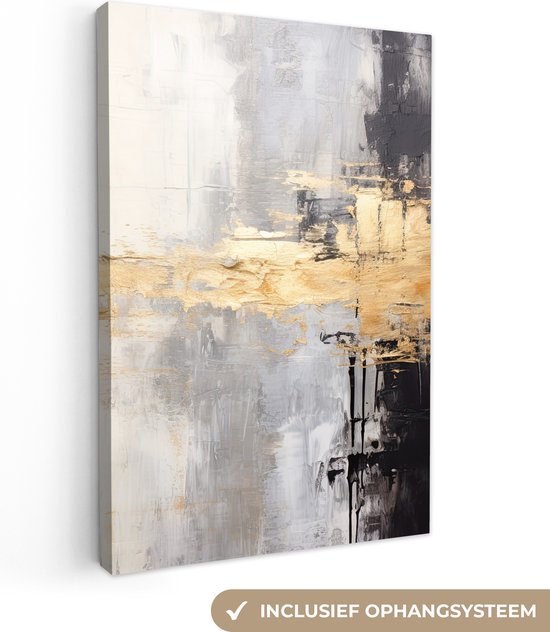 Canvas schilderij abstract40x60 cm - Slaapkamer decoratie volwassenen - Muurdecoratie canvasdoek woonkamer - Muurdoek keuken - Foto op canvas - Keukenschilderij woondecoratie goud - Keukeninrichting - Home deco room - Wanddeco