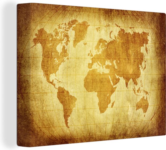 Wereldkaart Perkament Bruin canvas | Wereldkaart Canvas Schilderij