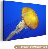 Canvas schilderij 180x120 cm - Wanddecoratie Kwal - Zee - Geel - Muurdecoratie woonkamer - Slaapkamer decoratie - Kamer accessoires - Schilderijen