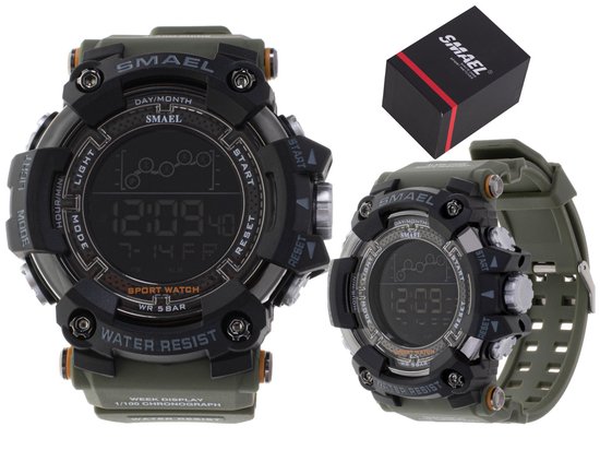 SMAEL - Militair Horloge - Groen - Waterbestendig - Militaire Klok - Digitaal - LED Horloge - Universele Pasvorm