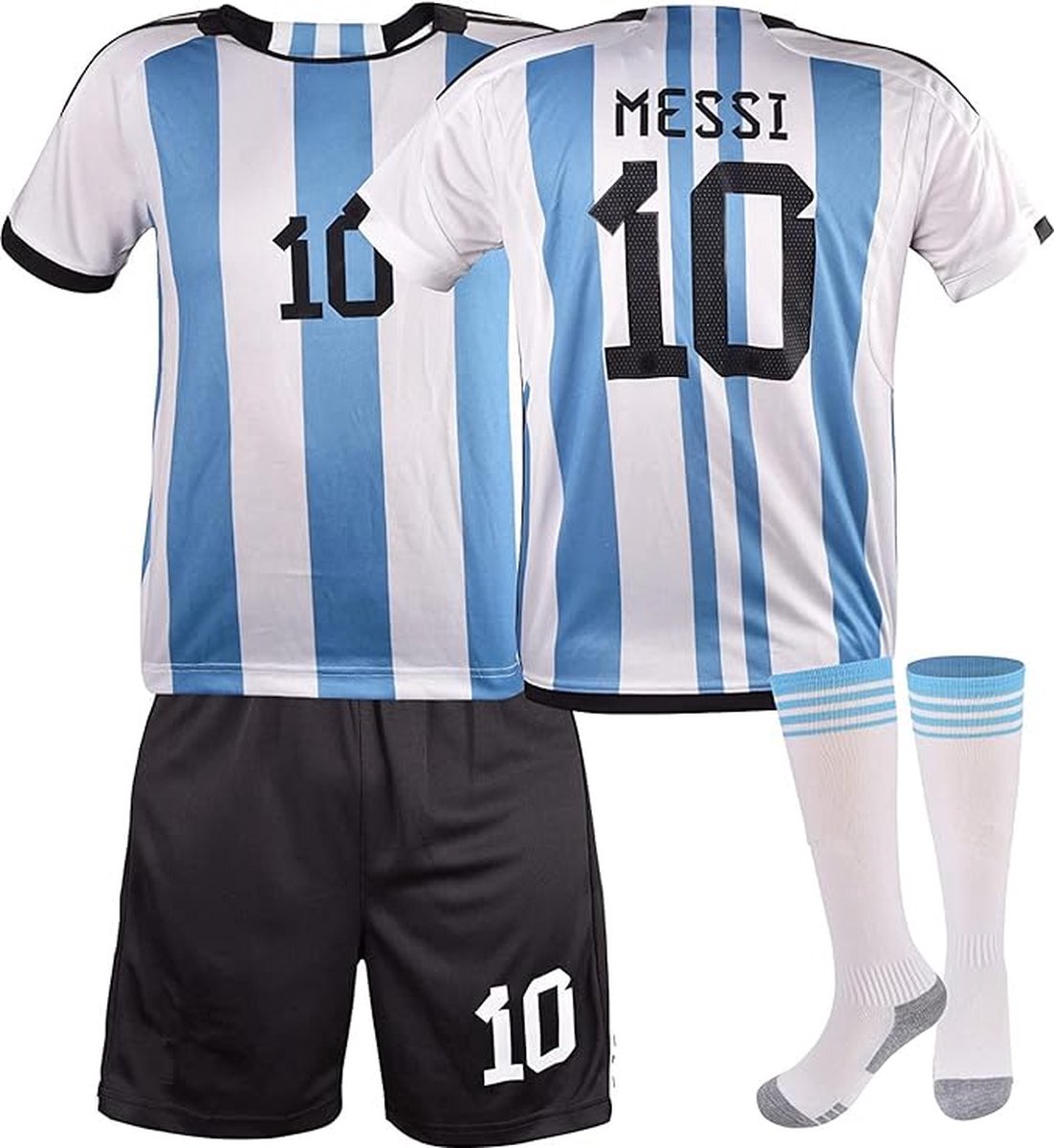 Argentinie Messi SET 4 Voetbalshirt & Broek - Voetbal sokken & Sleutelhanger GRATIS - Kinderen - Volwassen