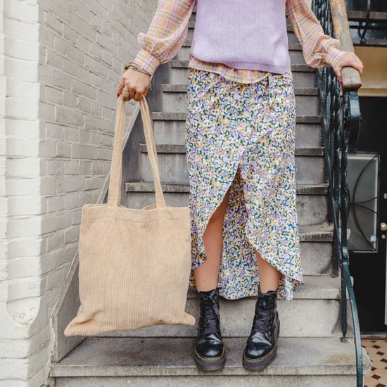 Shopper Rib Totebag - Beige - Merkloos