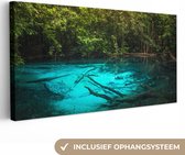 Canvas Schilderij Helderblauw meer in de jungle - 80x40 cm - Wanddecoratie
