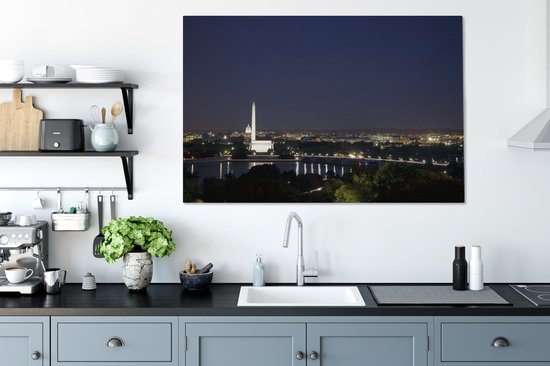 Peintures sur toile - Skyline Washington DC la nuit - 140x90 cm - Décoration murale