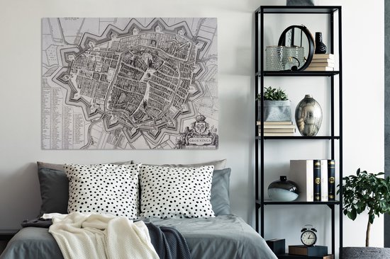 Peintures sur toile - Carte - Groningue - Histoire - 120x90 cm - Décoration murale