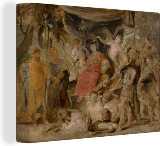 Canvas Schilderij De triomf van Rome: De jeugdige keizer Constantijn eert Rome - Schilderij van Peter Paul Rubens - 120x90 cm - Wanddecoratie