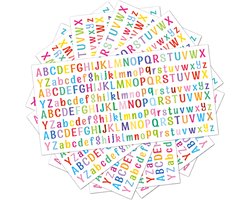 Alfabet Sticker vellen - Gekleurde Letters & Hoofdletters - 40x Alfabet 1,5CM stickers - Plakletters 5 vellen
