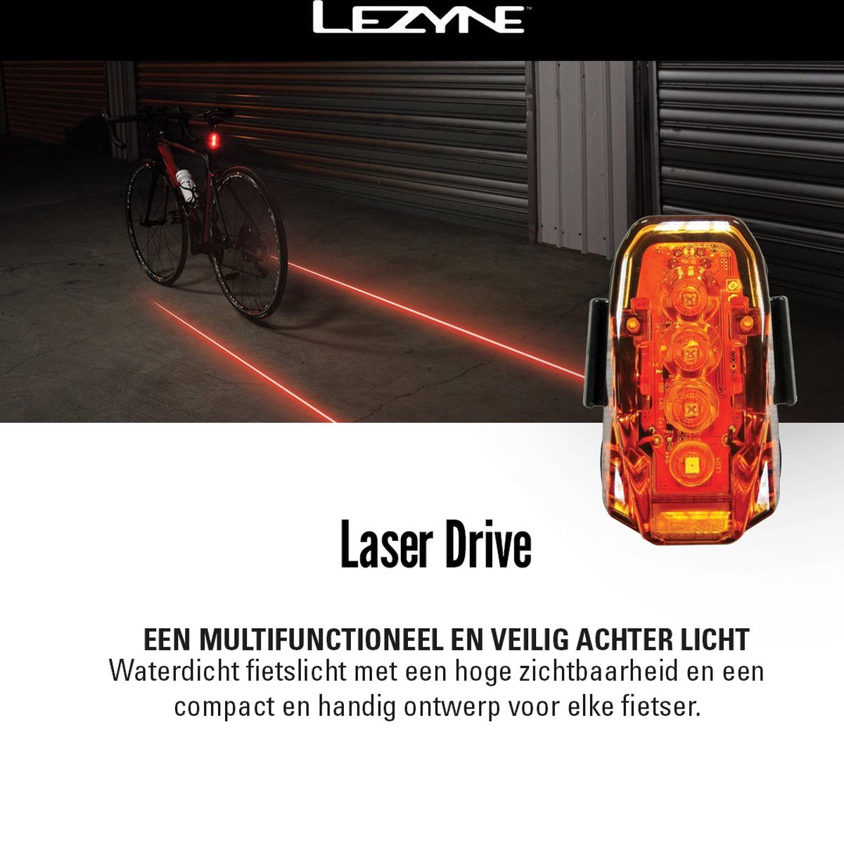 Feu arrière vélo Lezyne Laser Drive 250 Lumens - Autonomie 15H30