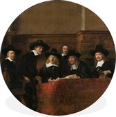 WallCircle - Wandcirkel - Muurcirkel - De staalmeesters - Schilderij van Rembrandt van Rijn - Aluminium - Dibond - ⌀ 140 cm - Binnen en Buiten