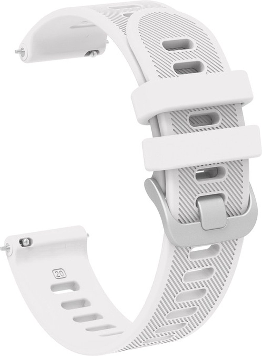 Siliconen bandje - geschikt voor geschikt voor Amazfit GTS / GTS 2(E) / GTS 2 Mini / GTS 3 / 4 (Mini) / Bip (S) / Bip U (Pro) / Bip Lite / Bip 3 (Pro) / GTR 42 mm / Pop (Pro) / Active (2) - wit