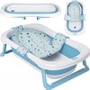 Opvouwbaar babybad met 50 liter volume, inclusief bad-inzet, ergonomisch & compact, stabiel PP & TPE plastic, ruimtebesparend, blauw