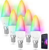Lideka® - Slimme LED Smart Lampen - E14 - Set Van 6 - RGBW - met App - 6W - 600 Lumen - 2700K - 6500K - Smart LED Verlichting - Dimbaar - Google, Alexa en Siri