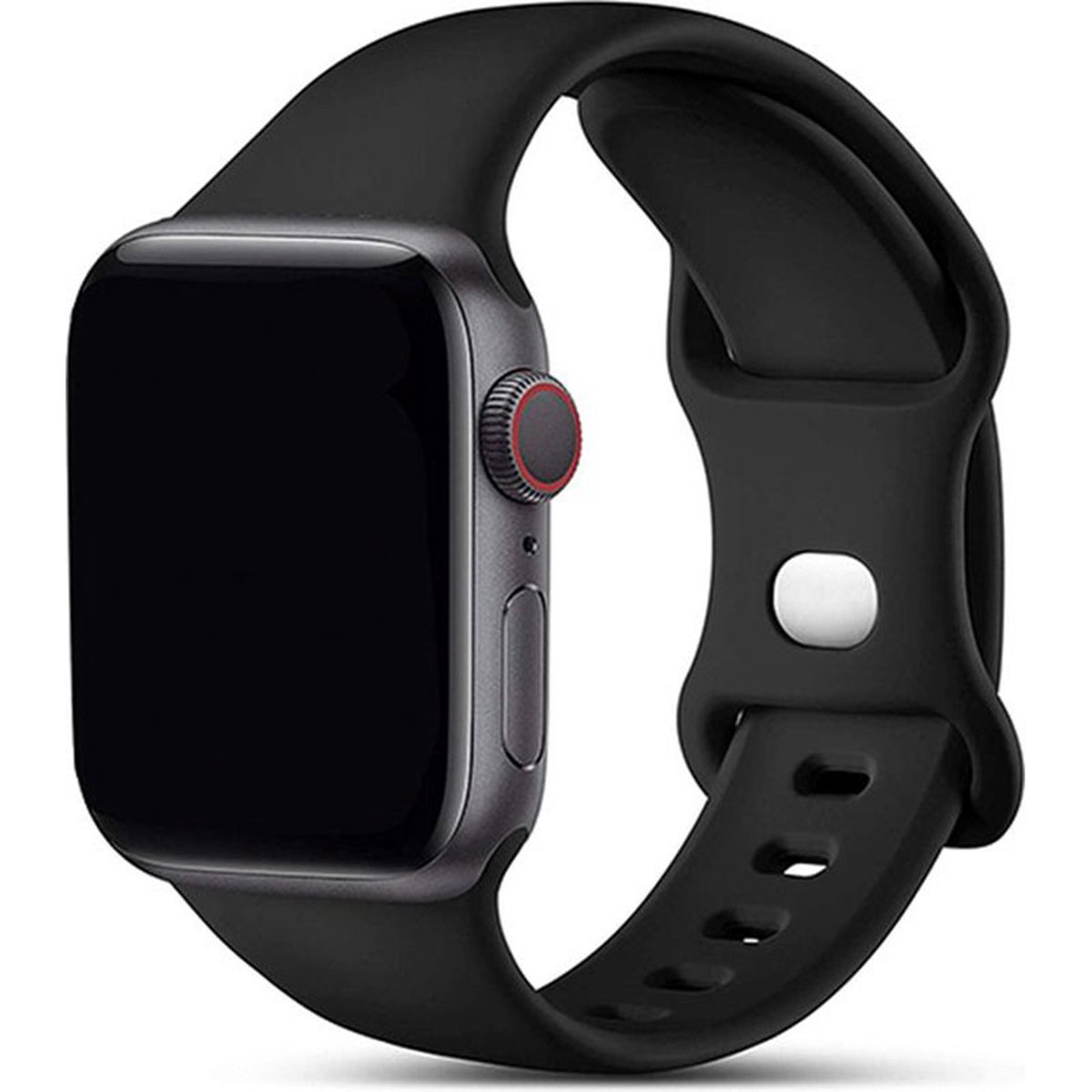 Sportband Apple Watch Bandje Zwart Wit 42-44-45-49 mm - Series 1-2-3-4-5-6-7-SE- en Ultra