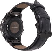Horlogeband van leer voor Garmin Fenix5/5plus zwart 22mm