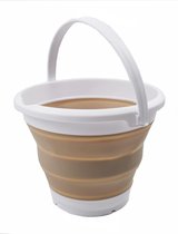 Inklapbare plastic emmer, 5,5 liter, opvouwbare ronde bak, draagbare wateremmer, ruimtebesparende outdoor-waterpot (wit/latte, 1)