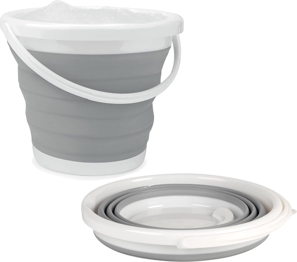 Opvouwbare emmer, 3L opvouwbare siliconen wateremmer, siliconen opvouwbare draagbare wateremmers met stevig handvat ruimtebesparende multifunctionele bak voor huisdiervoeding, thuisreiniging
