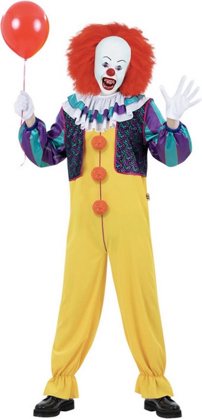 Smiffy's - Monster & Griezel Kostuum - Ballon Blije Clown - Man - Geel, Paars - XL - Halloween - Verkleedkleding