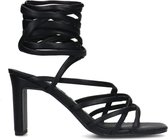Sacha - Dames - Zwarte hak sandalen met strikveters - Maat 40