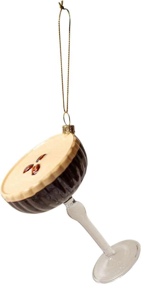 Merkloos Yup in de boom Espresso Martini Cocktail Glas Kerst ornament foute kerstbal