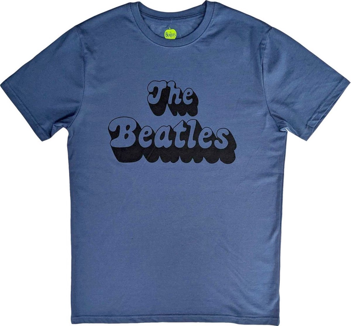 The Beatles - Text Logo Shadow Heren T-shirt - S - Blauw