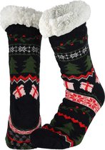 Dames Home Socks Kerst Huissokken Kerstsokken Navy Blauw - Maat One size