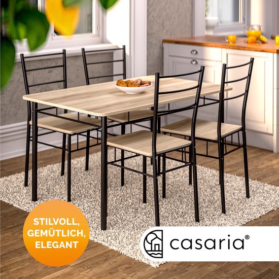 Set Table Et 4 Chaises Casaria Paul - Hêtre 110x70cm Pour Salle à Manger