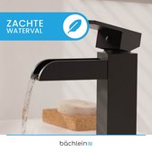 Bächlein Waterkraan voor de badkamer in Bachloop-ontwerp, éénhendelmengkraan met duurzame keramische cartridge en montageset, matzwarte badkraan