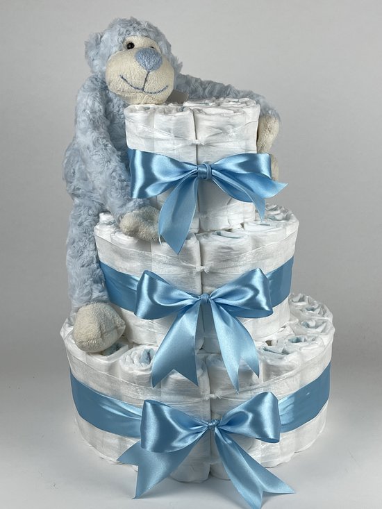 Luiertaart schommelstoel Blauw - heeft leuke kraamcadeaus Luiertaart schommelstoel Blauw - heeft leuke kraamcadeaus