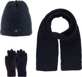Kitti 3-Delig Winter Set | Muts (Beanie) met Fleecevoering - Sjaal - Handschoenen | 9-15 Jaar Jongens | K23180-12-04 | Navy Blue
