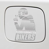 Bumpersticker - Respect For Bikers - 14x10 - Zilver