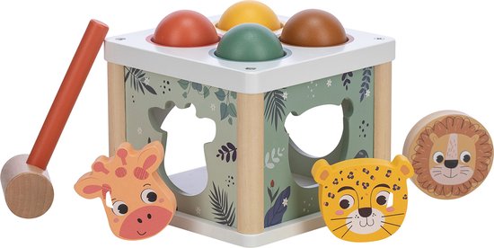 Foto: Free2play by freeon houten hamerbank met ballen vormenstoof educatief babyspeelgoed safari