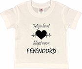 Rotterdam Kinder t-shirt | Feyenoord "Mijn hart klopt voor FEYENOORD" | Verjaardagkado | verjaardag kado | grappig | jarig | Rotterdam | Feyenoord | cadeau | Cadeau | Wit/zwart | Maat 86/92