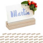Relaxdays naamkaartjeshouder hout - set van 36 - bruiloft - fotohouder staand - tafel