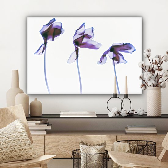 Tableau sur toile Trois Iris - 90x60 cm - Décoration murale