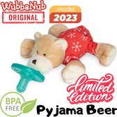 Wubbanub Beer Pyjama  Speenknuffel - Knuffel Baby Fopspeen - Baby Speelgoed - Bruin Kraamcadeau - Soothie Knuffelspeen - kerstpakje - Limited Special Edition