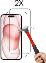 Screenprotector geschikt voor iPhone 15 Plus Screenprotector 2X - Tempered Glass - Anti Shock iPhone 15 Plus screen protector - 2PACK voordeelpack - EPICMOBILE