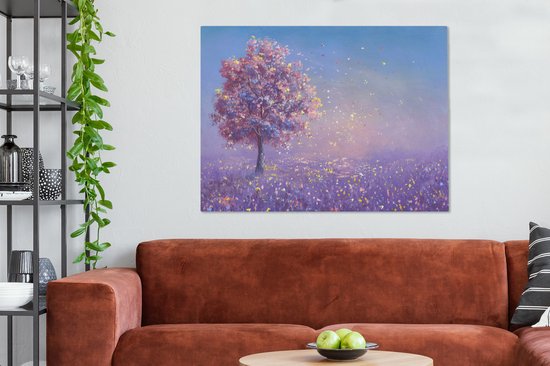 Peintures sur Toile - Arbre - Eté - Rose - 120x90 cm - Décoration murale