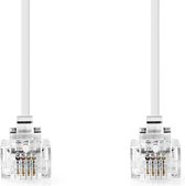 Nedis Telecomkabel - RJ11 Male - RJ11 Male - 2.00 m - Kabel design: Plat - Connectorplating: Goud Verguld - Kabeltype: RJ11 - Wit