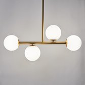 Hanglamp Asun met gouden frame en smoke glazen bollen met spiegeleffect