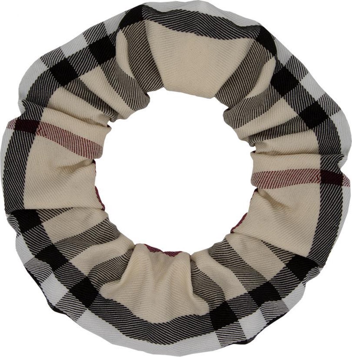 Jumalu scrunchie scottish stripes haarwokkel haarelastiekjes - beige - 1 stuk