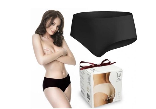 Julimex - Dames Slipje - bikini - Naadloze Slip ( 1 stuks ) Zwart - Maat XL
